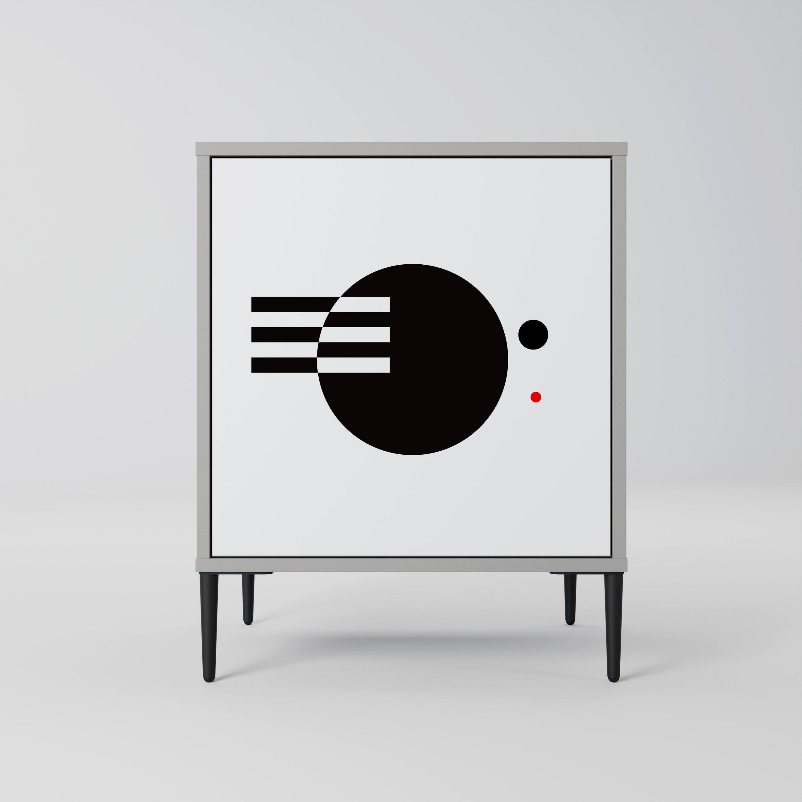 SIDEBOARD BLACK AND WHITE COMBINATION, Grau, 57,5x42x72,5 cm, Schwarze Metallfüße - Multicolor/Schwarz, Holzwerkstoff/Metall (57.5/72.5/42cm) - SpaceRebels