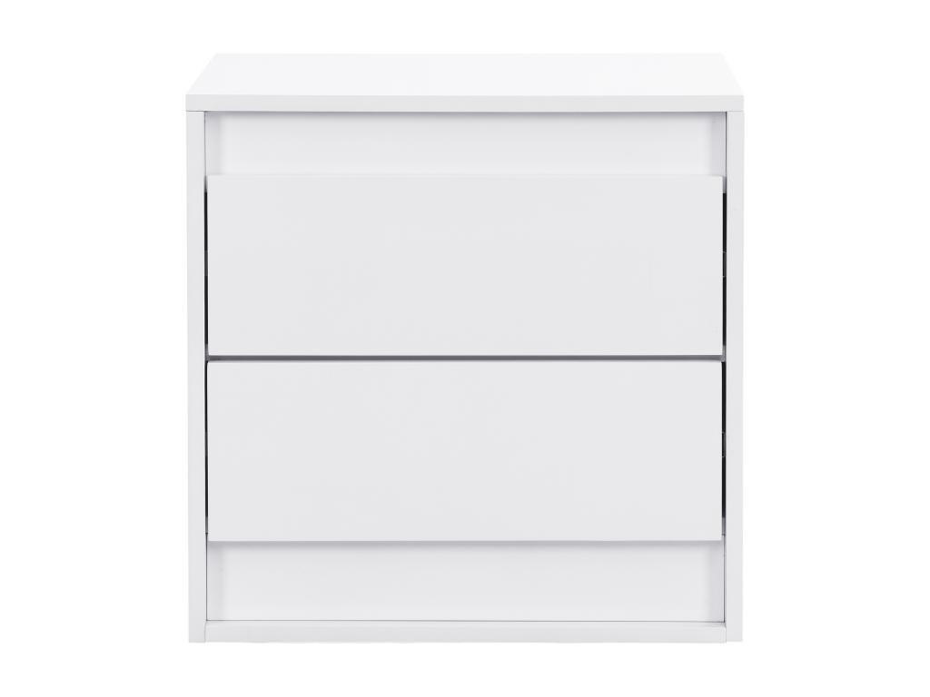 NACHTTISCH mit 2 Schubladen - Mit LED-Beleuchtung - MDF - Weiß - RUKALO - Weiß, Holz (40/50/50cm) - Vente-Unique