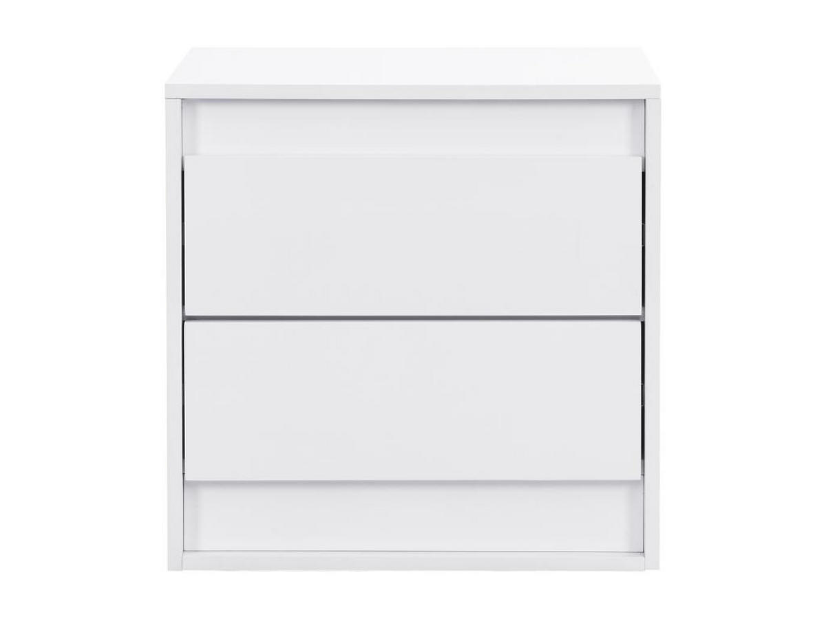 2ER-SET Nachttische mit 2 Schubladen - Mit LED-Beleuchtung - MDF - Weiß - RUKALO - Weiß, Holz (40/50/50cm) - Vente-Unique