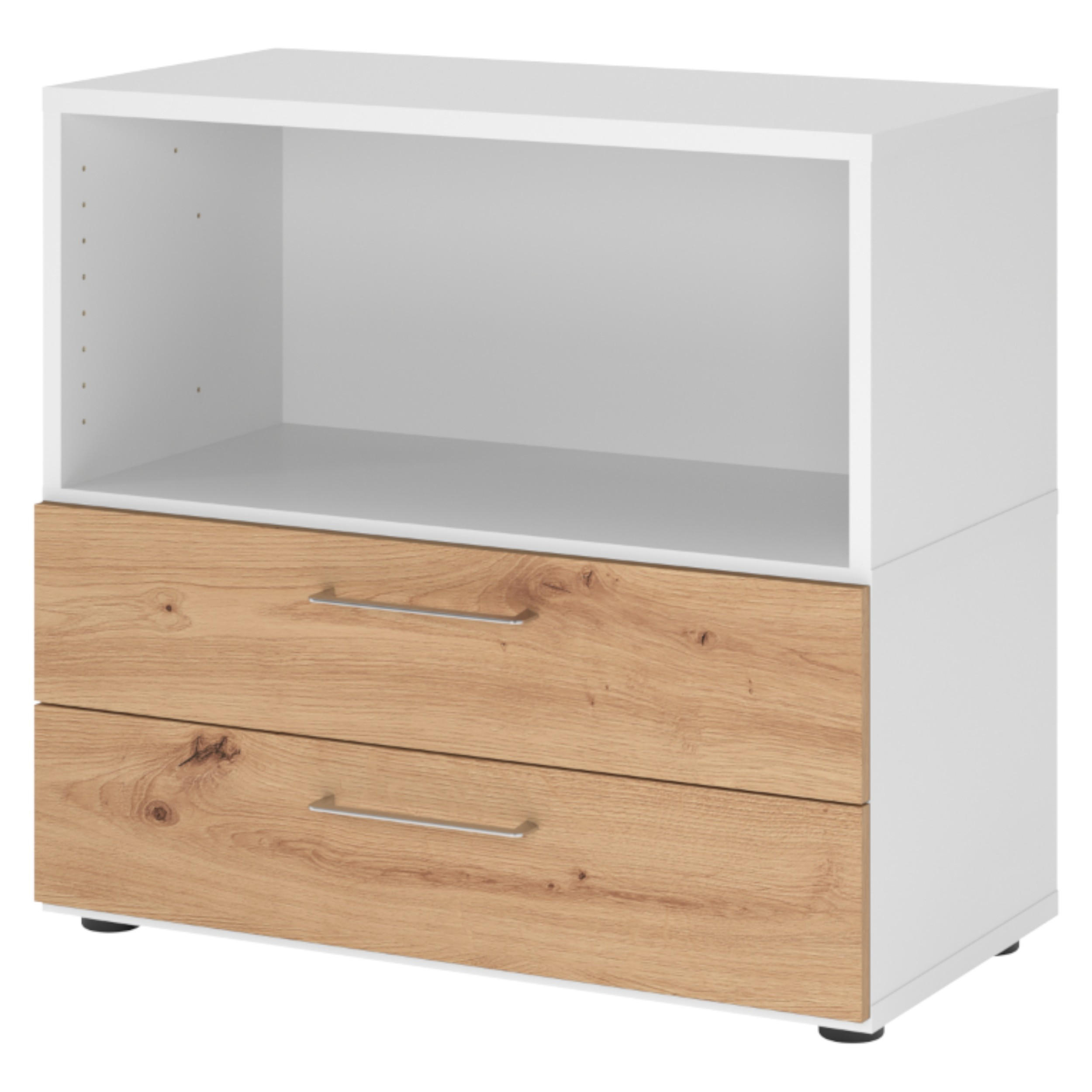 bümö Aktenschrank Weiß, Wildeiche 80x74.8x41.7 cm