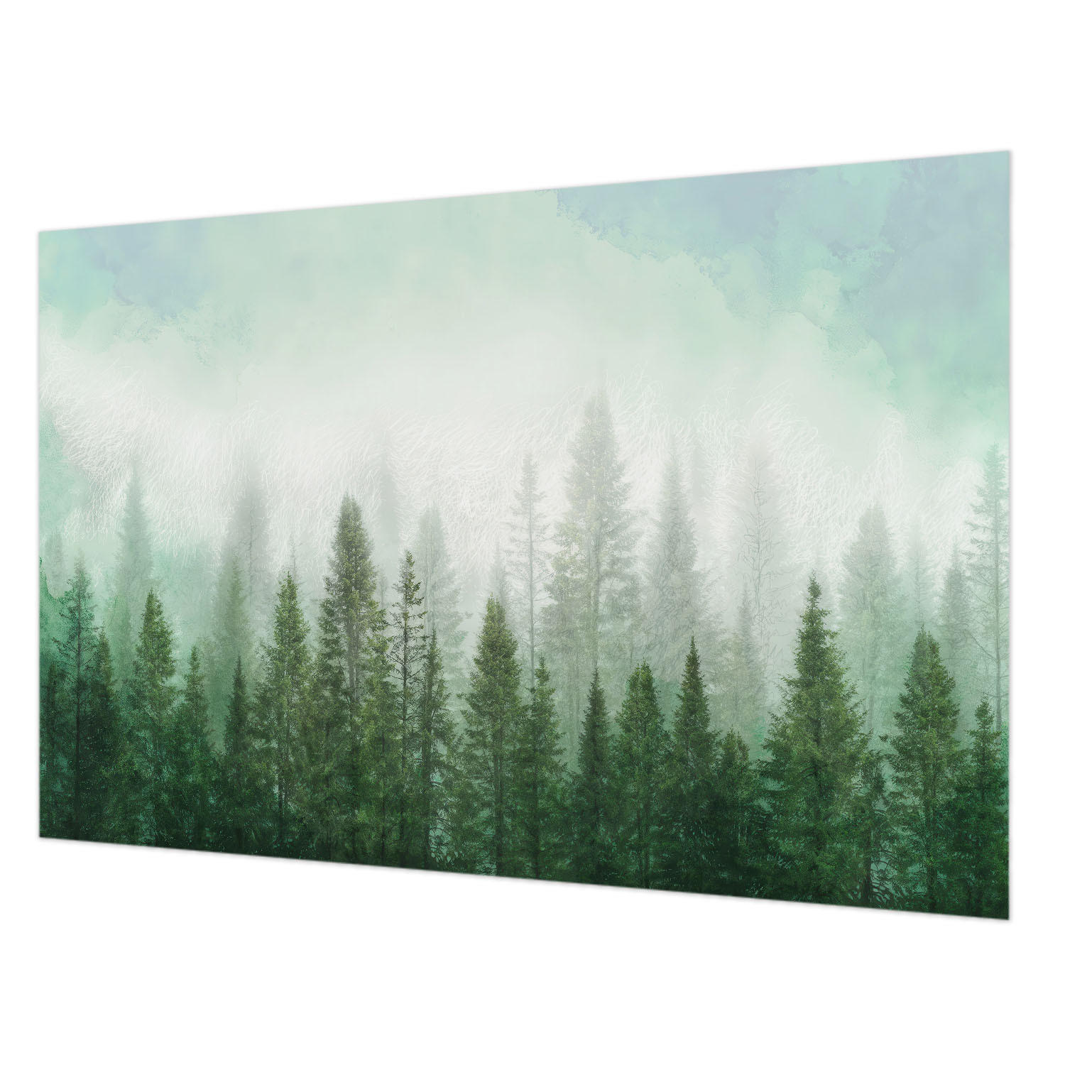 FOTOTAPETE 104x70 cm - Wolf im Wald - Grün, Textil (104/70cm) - Wallfluent