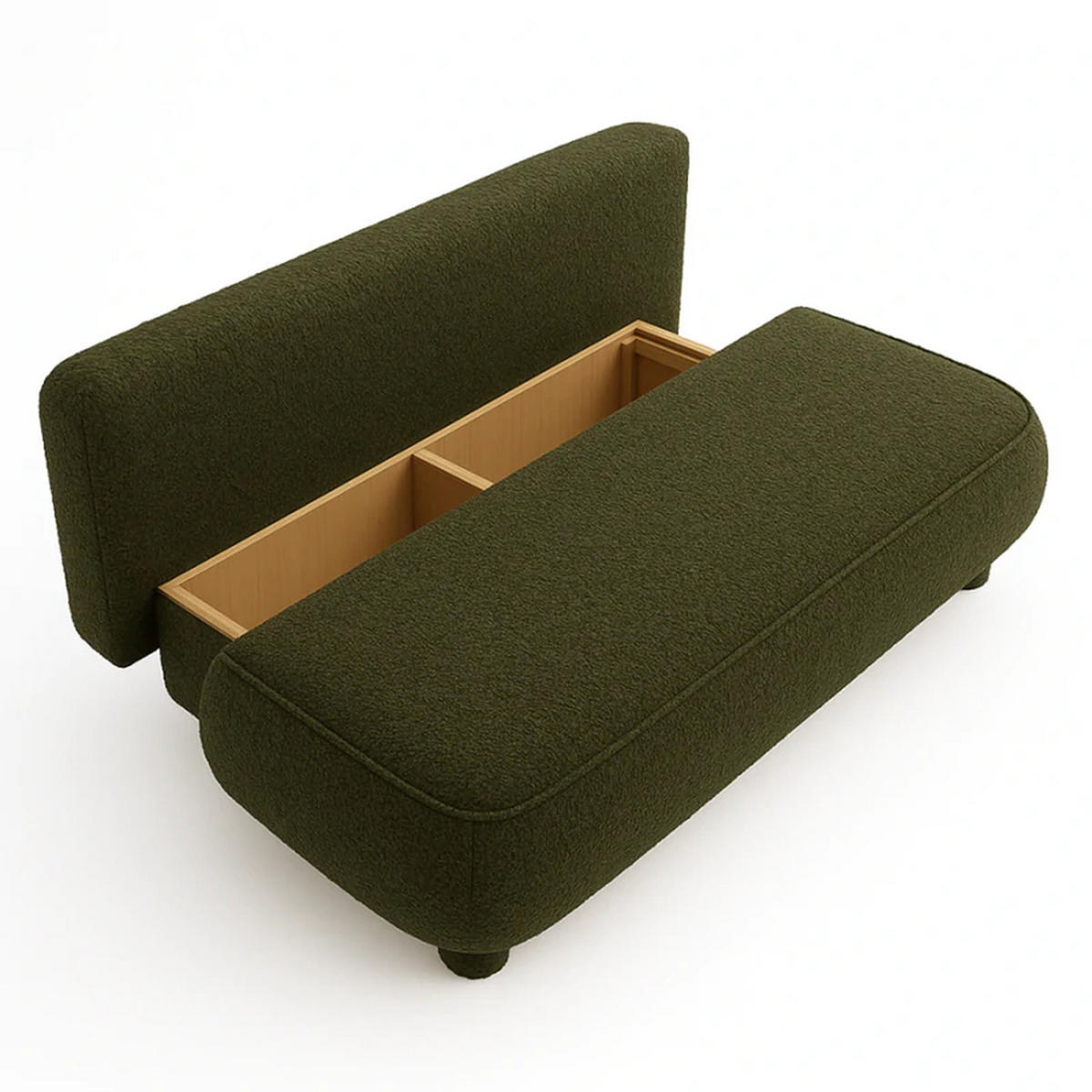 SCHLAFSOFA MAJA, Sofa mit Schlaffunktion und Bettkasten, Farbe: Grün, Bouclé-Stoff - Grün, Textil (209/96/96cm) - Sepro Meble