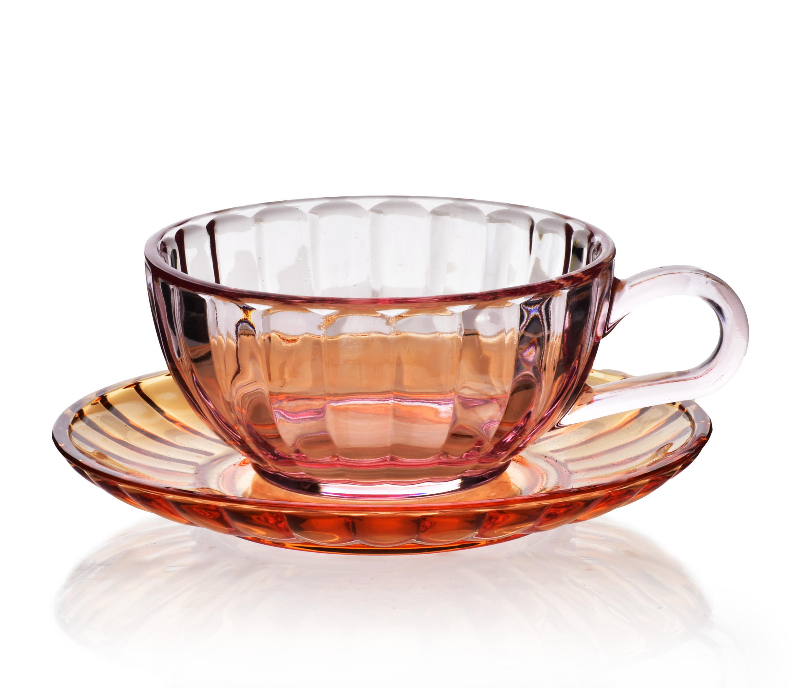 TASSE mit Untertasse Vini Rot 15.5/15.5/7 cm Glas - Rot, Glas (0.21L) - Mondex