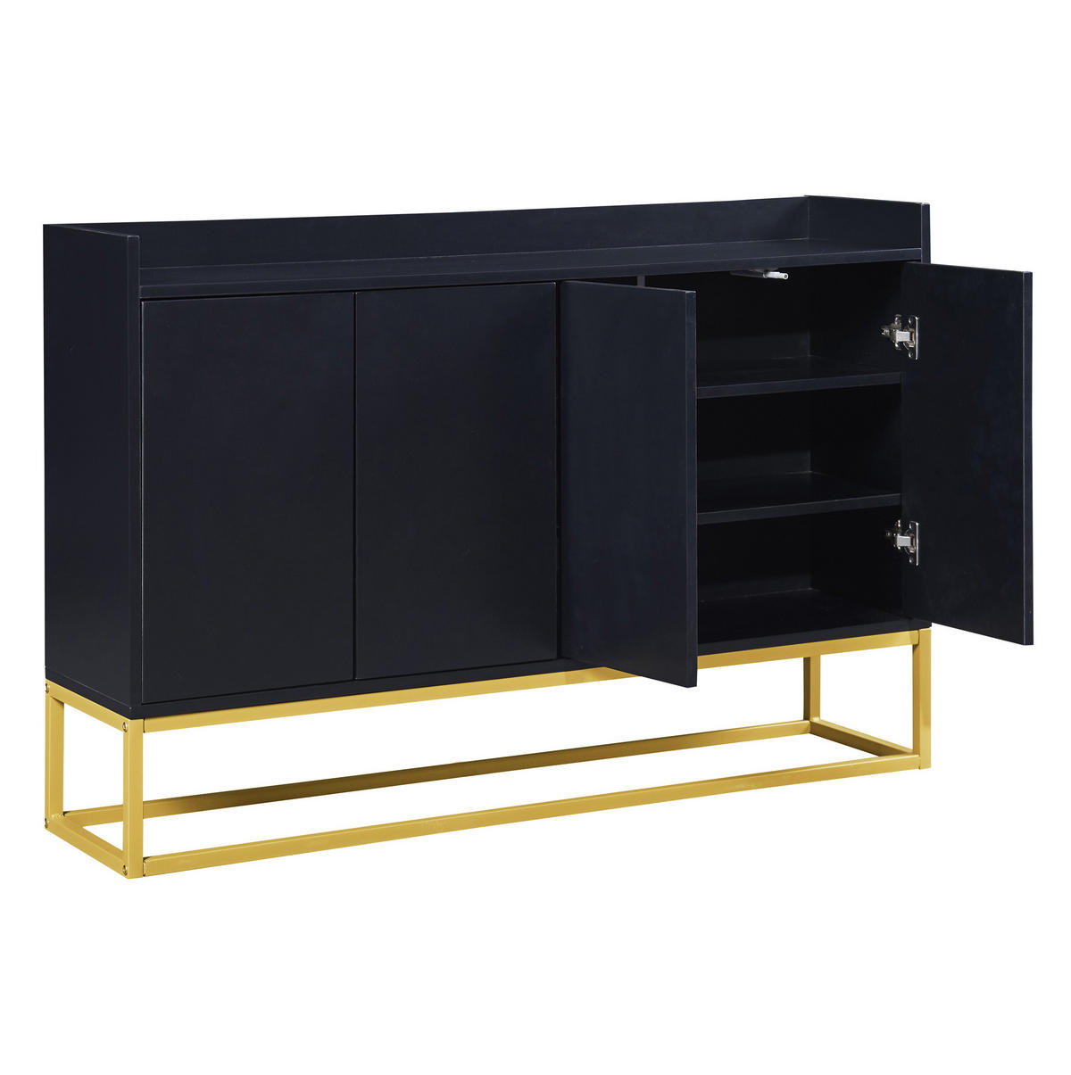 SIDEBOARD 120/30/80 cm schwarz aus Spanplatte mit 4 Türen - Schwarz, Holzwerkstoff (120/80/30cm) - OKWISH