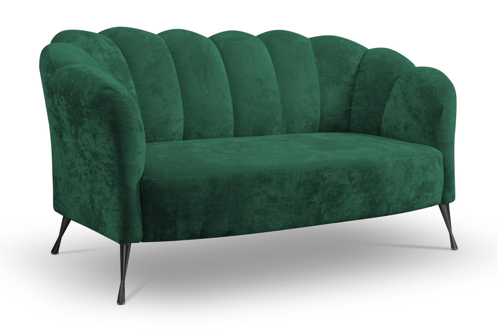 SOFA Adria 2-Sitzer 155x78x83 mit Metallfüßen - Dunkelgrün/Schwarz, Holz/Textil (155/78/83cm) - Ravio