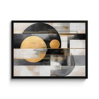 ZARÁMOVANÝ PLAGÁT Abstraktné - Zlato - Striebro - Tvary - Estetické - Moderné 80x60 cm - zlatá, papier (80/60cm) - MuchoWow