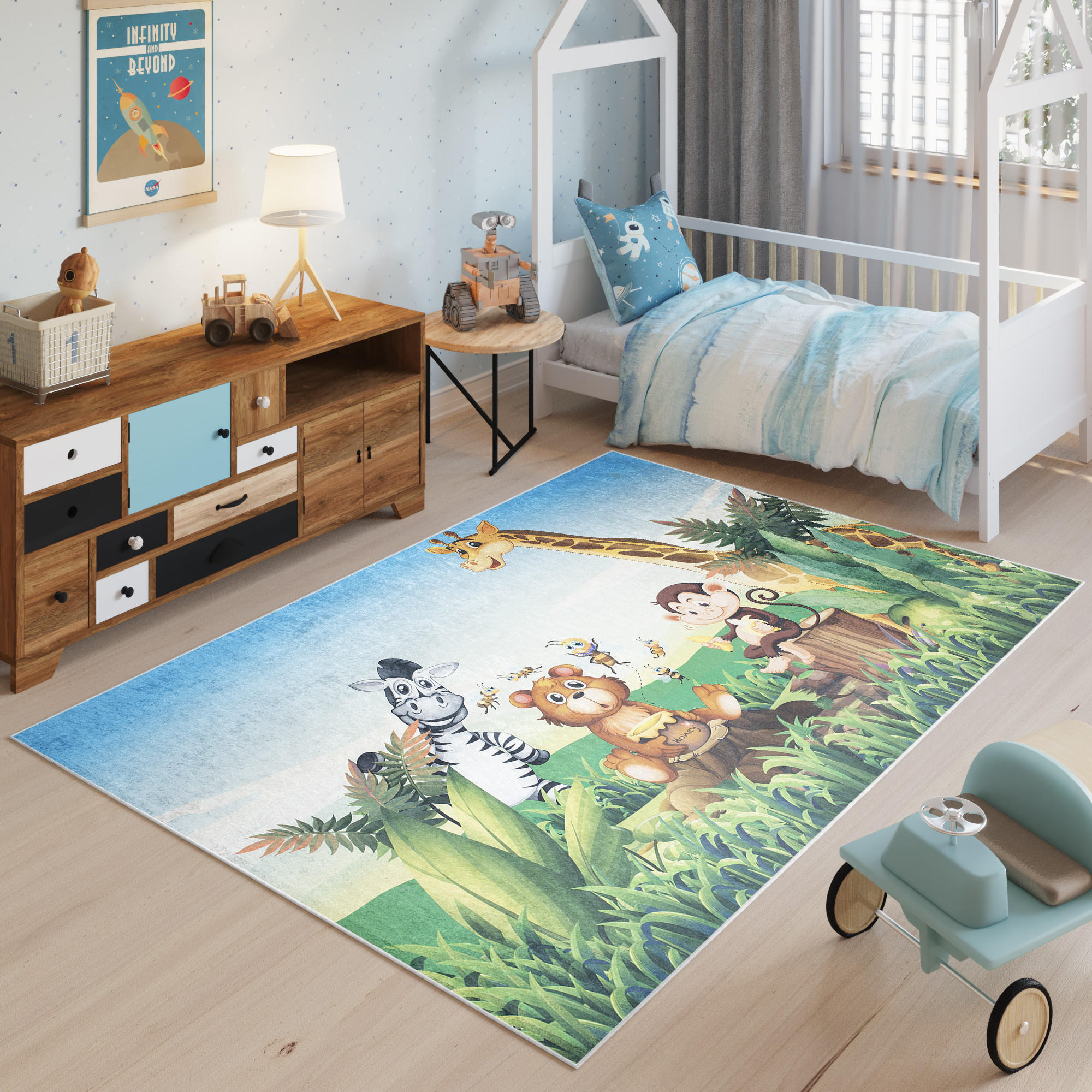 Thumbnail - Tapiso Teppich, Grün, Kunststoff, 120x170 cm, Teppiche & Böden, Teppiche, Teppich Kinderzimmer