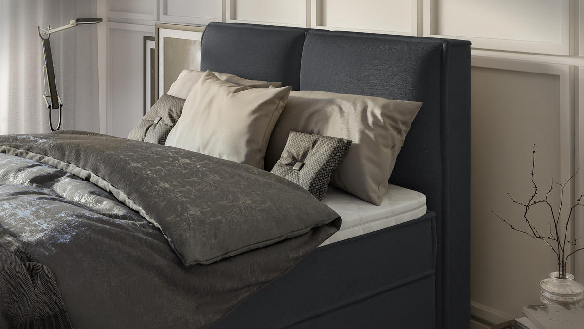 BOXBETT Eclipse 140/200 cm Graphit Luxusmicrofaser - Graphitfarben/Schwarz, Holz/Kunststoff (140/200cm) - S-Style Möbel