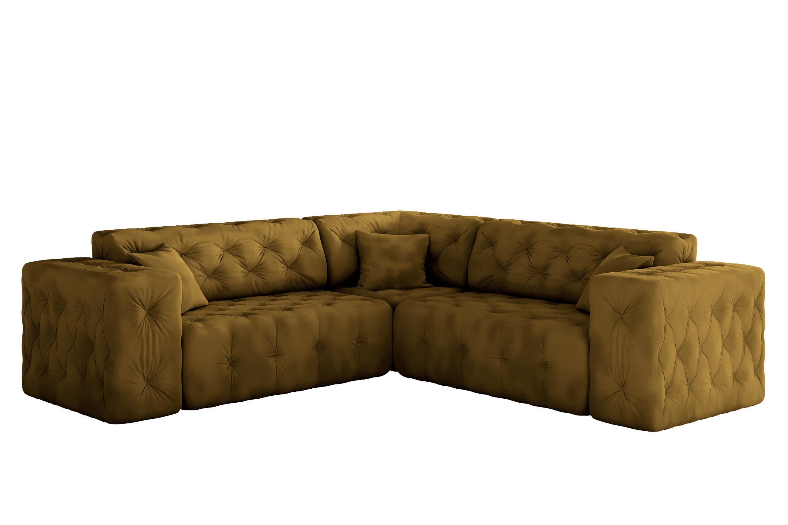 CORNER LUX, Gesteppt, Stoff Whisper, Golden - Goldfarben, Holz/Textil (246/246cm) - Kaiser Möbel