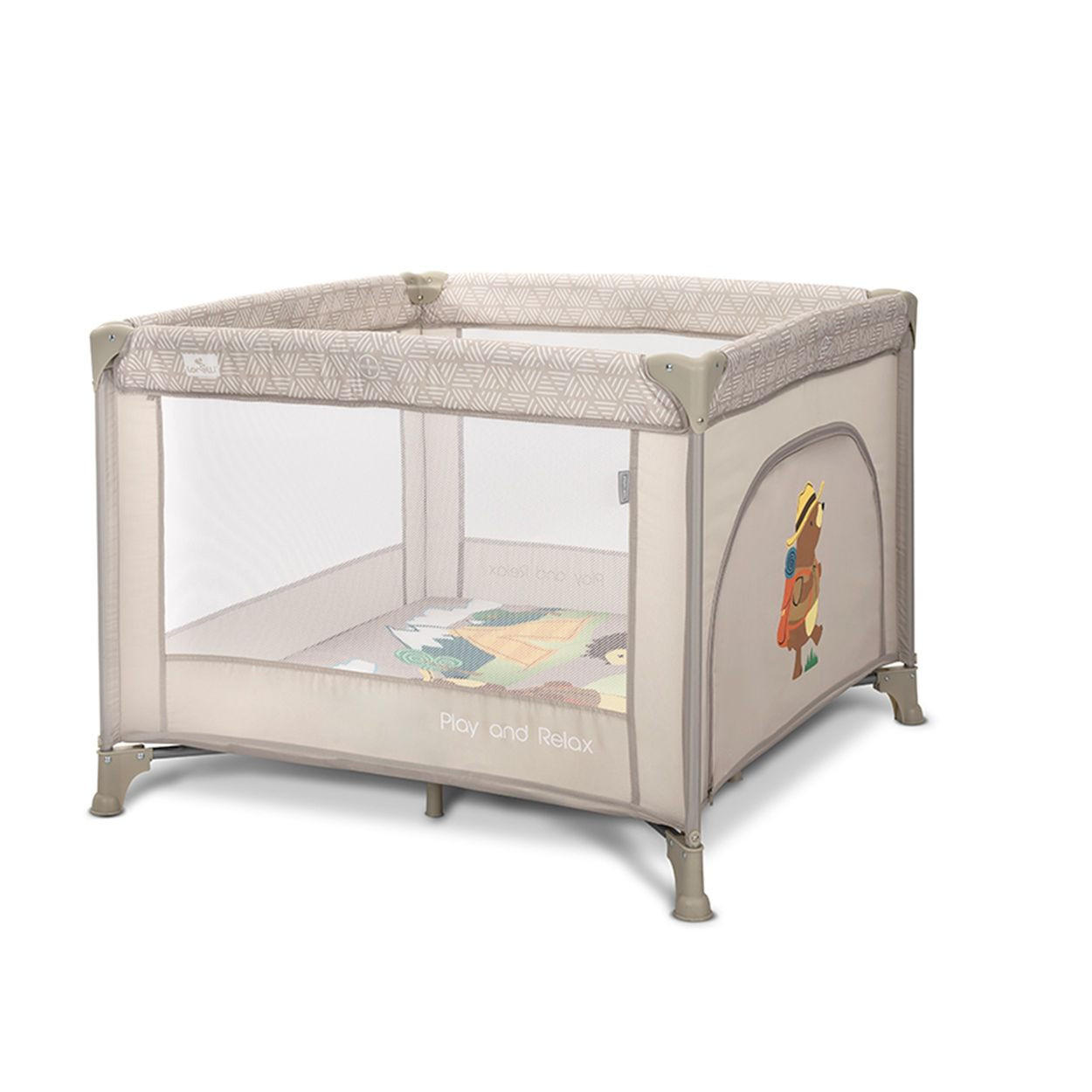 LAUFSTALL Play`n Relax beige 100 x 100 cm, seitliche Öffnung, Matratze, Tragetasche, Babyreisebett - Beige, Kunststoff (100/75/100cm) - Lorelli
