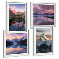 BILDER SET 4er Set - 50x50 cm & 40x60 cm Weißer Rahmen - Berglandschaften im Hintergrund - Weiß, Kunststoff (50/50cm) - TULUP