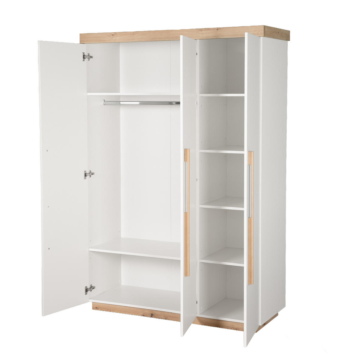 KINDERKLEIDERSCHRANK Lumo 3-türig - Weiß, Holz (138/199/52.5cm) - Roba