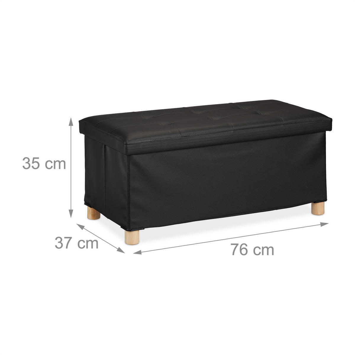 SITZBANK - Schwarz, Holz/Holzwerkstoff (76/35/37cm) - Relaxdays