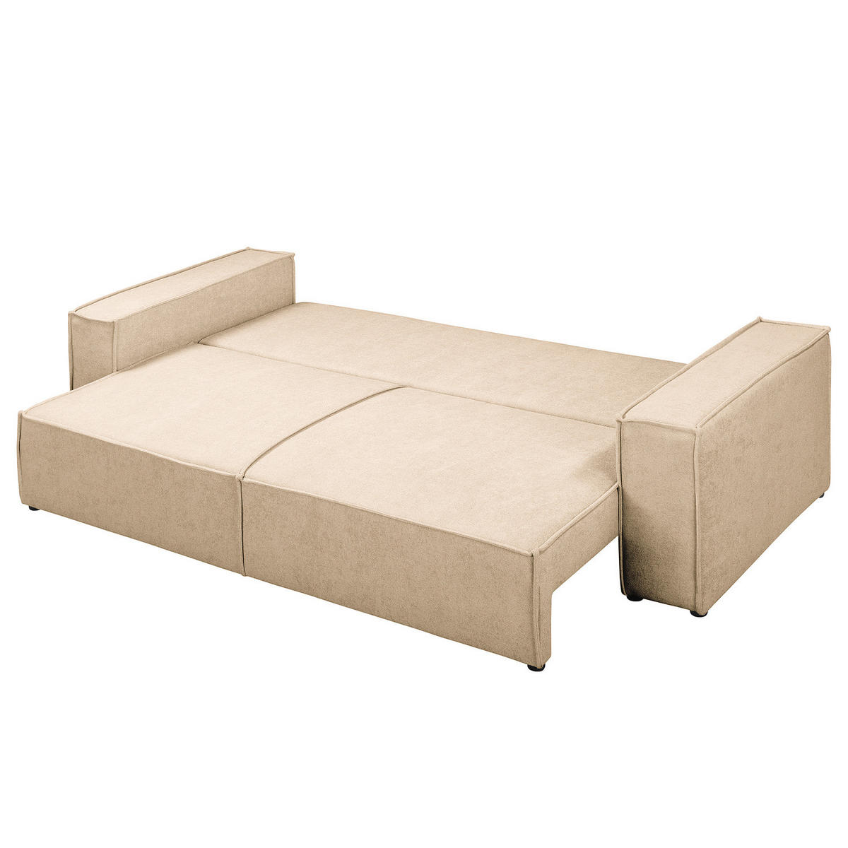 SCHLAFSOFA - Bouclé - Beige/Schwarz, Kunststoff/Textil (255/70/105cm) - home24