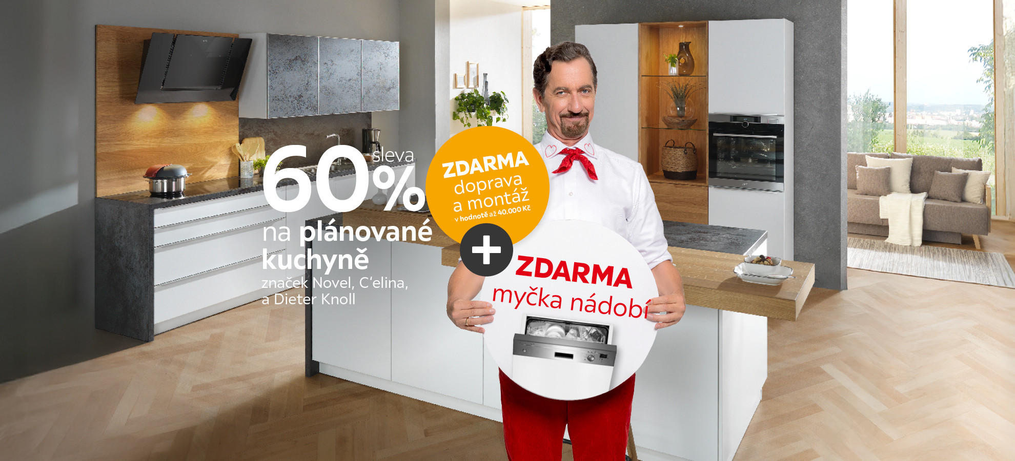 60 % sleva na plánované kuchyně