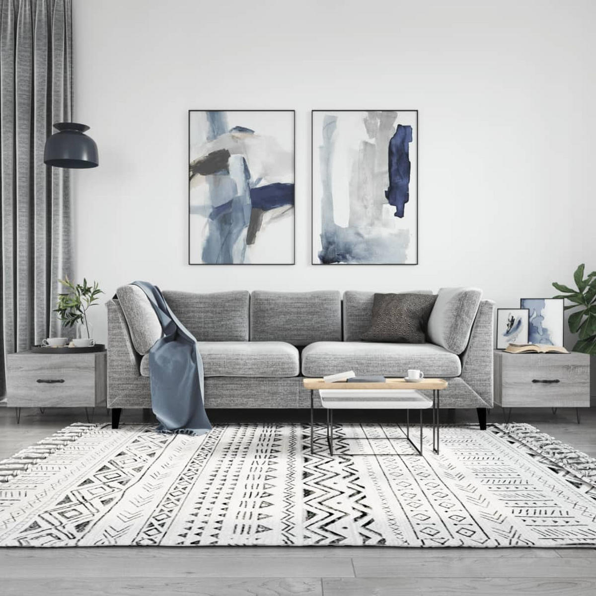 COUCHTISCHE 2 Stk. Grau Sonoma 50x50x40 cm Holzwerkstoff - Grau, Holzwerkstoff (50/50/40cm) - furnicato