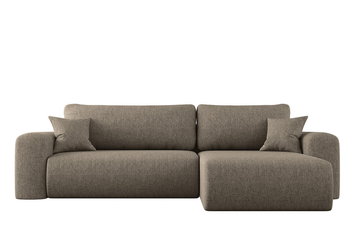 ECKSOFA Mit Schlaffunktion Und Bettkasten L-förmiges Sofa Capri Stoff Neve Braun Rechts - Cappuccino, Holz (272/145cm) - Kaiser Möbel