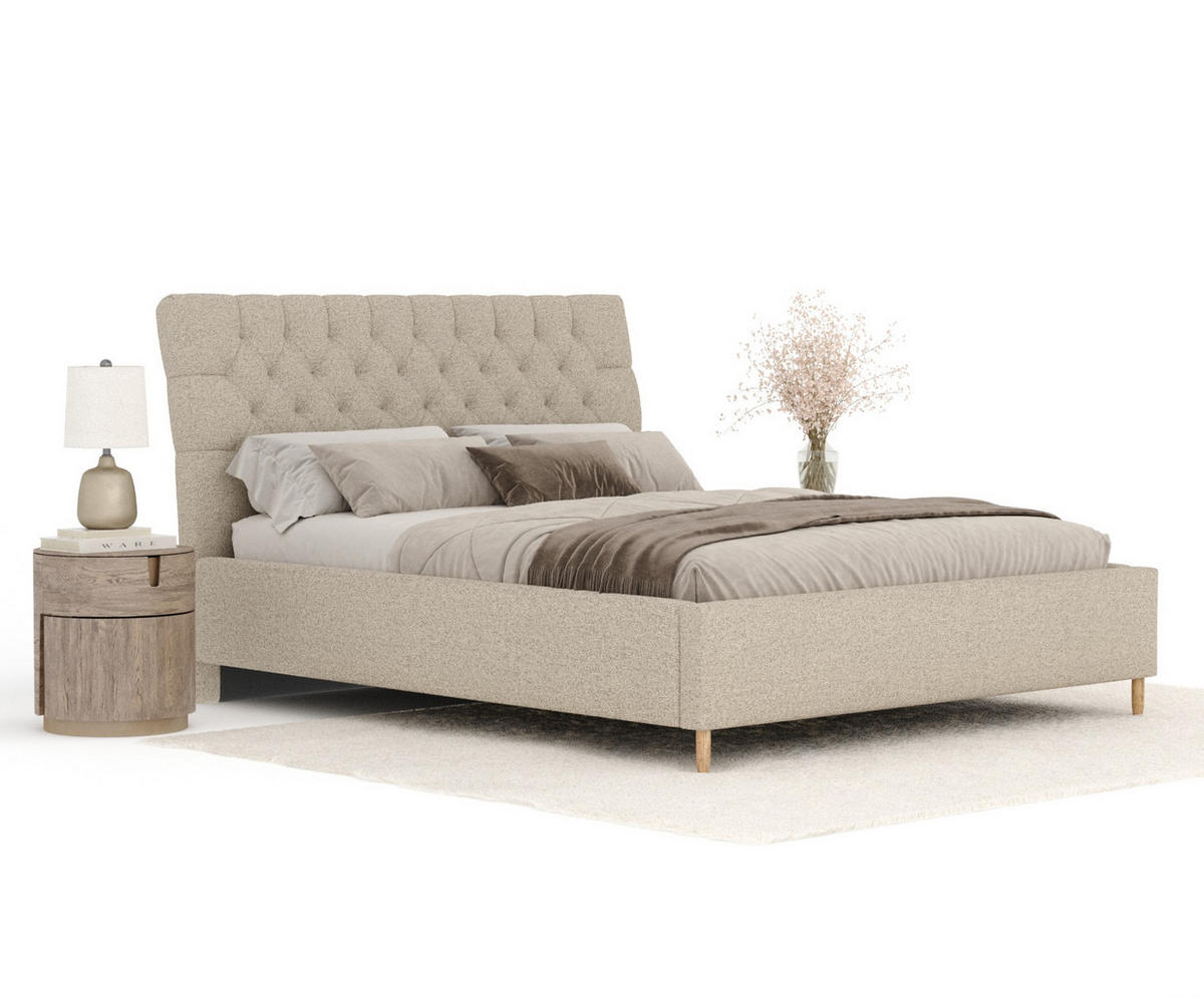 POLSTERBETT Vezzola Beige 120/200 cm im Webstoff - Beige/Naturfarben, Holz/Holzwerkstoff (120/200cm) - Maison de Reve