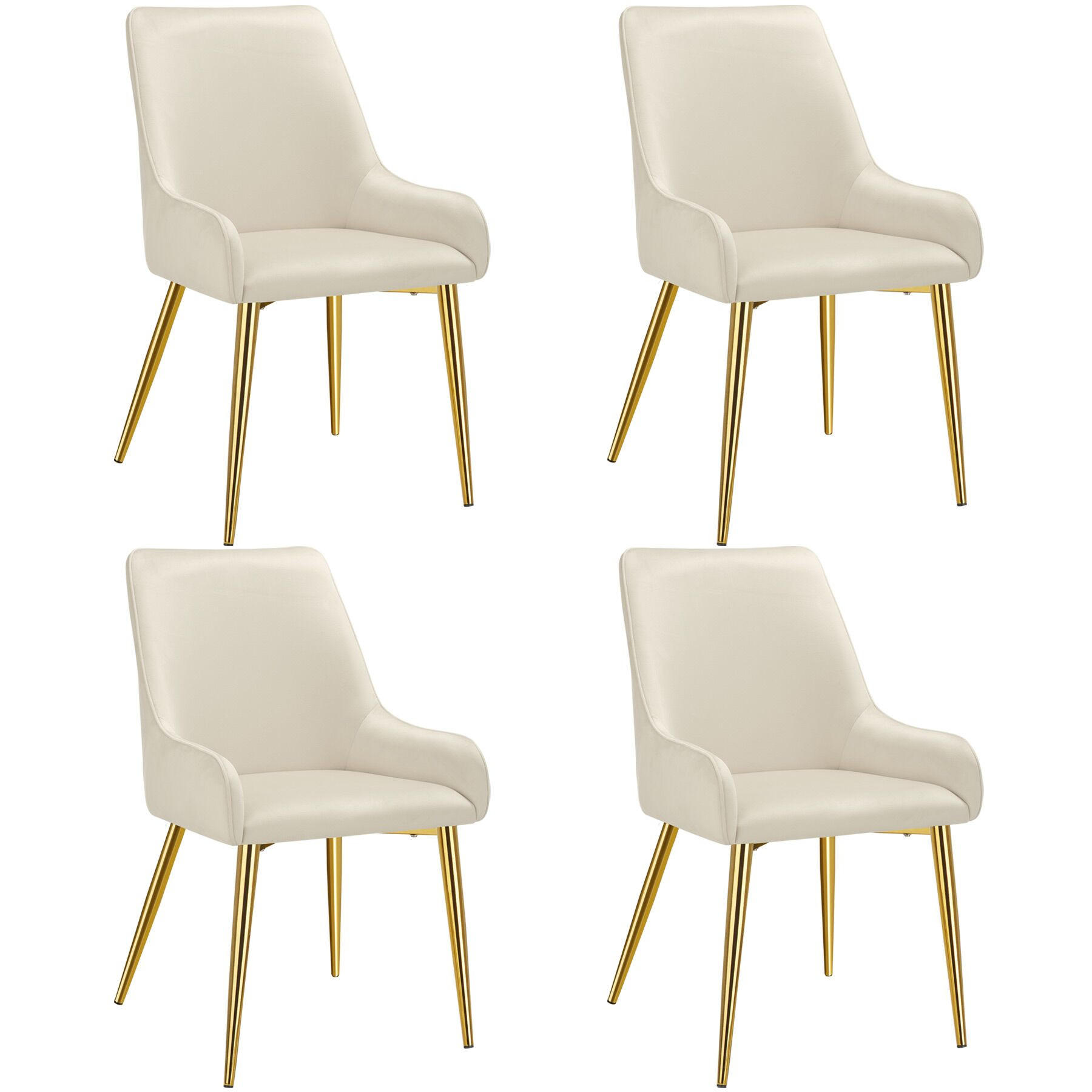 POLSTERSTUHL 4er Set Avane 52 x 61 x 89 cm beige - Beige, Textil (52/89/61cm) - tectake