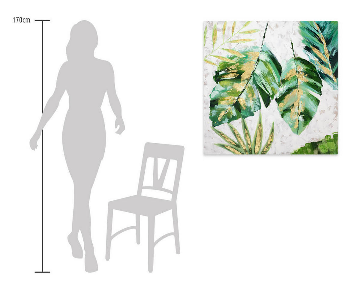 ACRYLBILD HANDGEMALT 90/90 cm - Weiß/Grün, Holz/Textil (90/90cm) - KUNSTLOFT