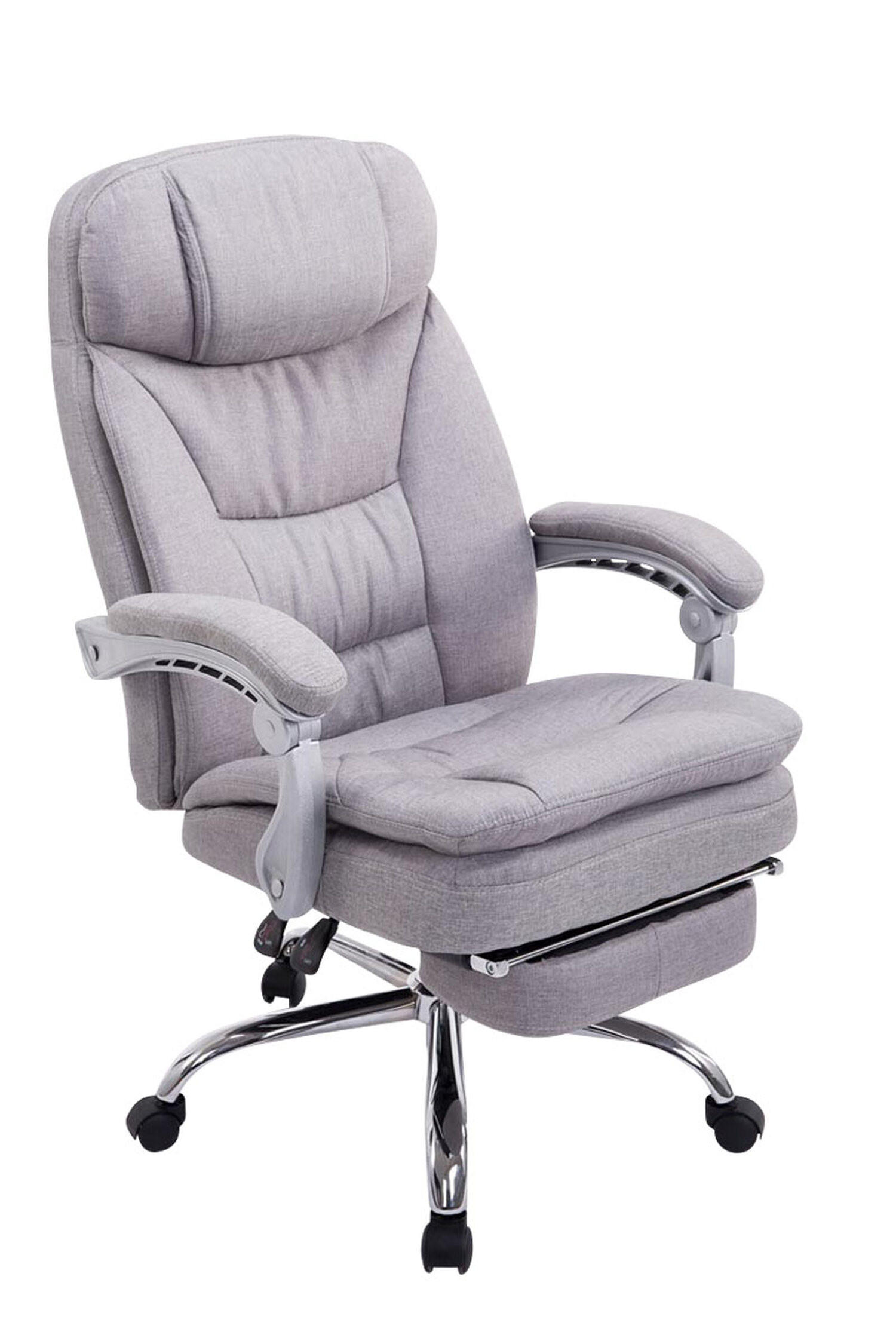 BÜROSTUHL XL Troja, Stoff Grau - Grau, Textil/Metall (67/122/67cm) - TPFLiving