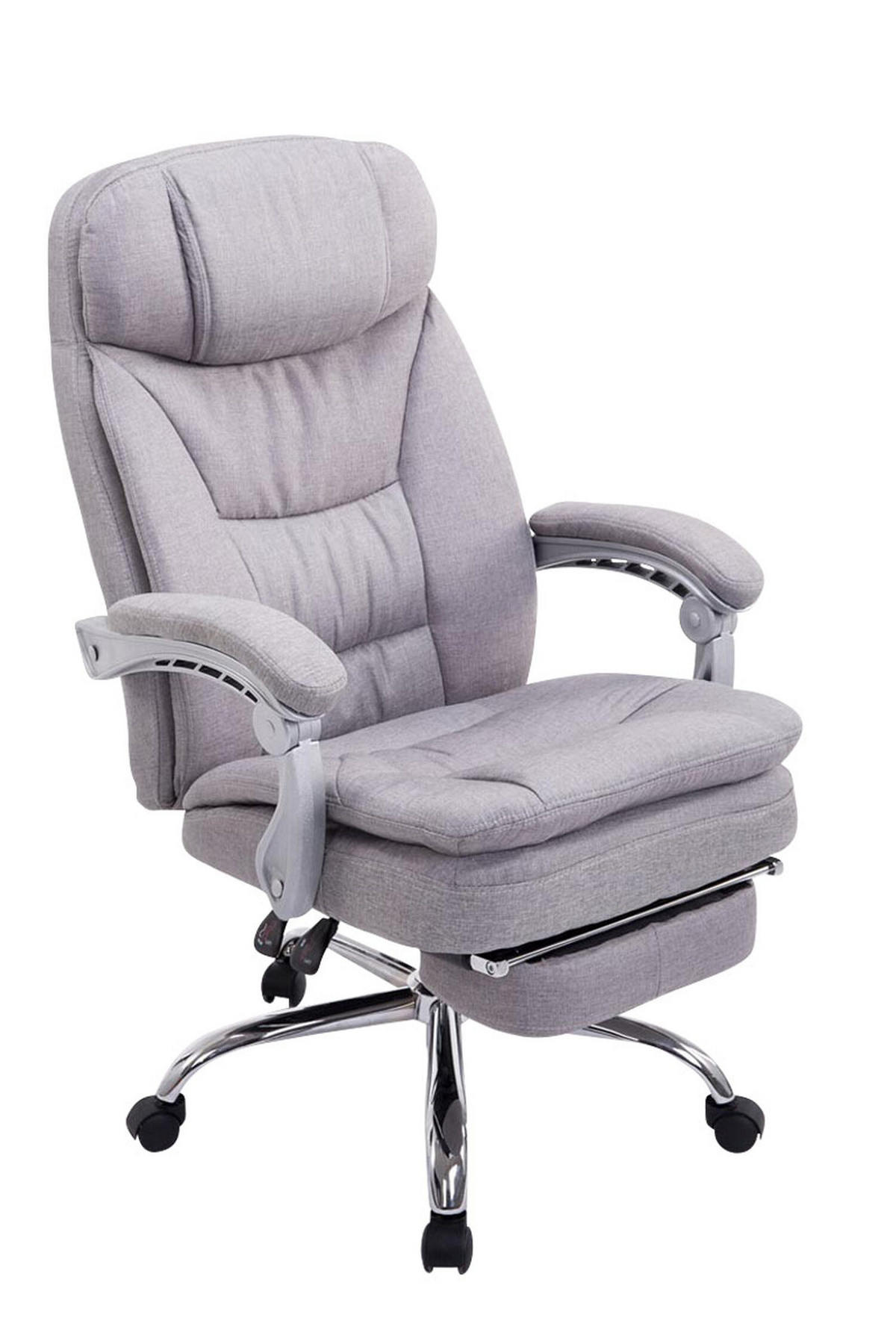 BÜROSTUHL XL Troja, Stoff Grau - Grau, Textil/Metall (67/122/67cm) - TPFLiving