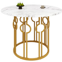 ESSTISCH 100/100/76 cm Weiß Gold runder Tisch aus MDF mit Metallbeinen - Goldfarben, Holzwerkstoff (100/100/76cm) - OKWISH