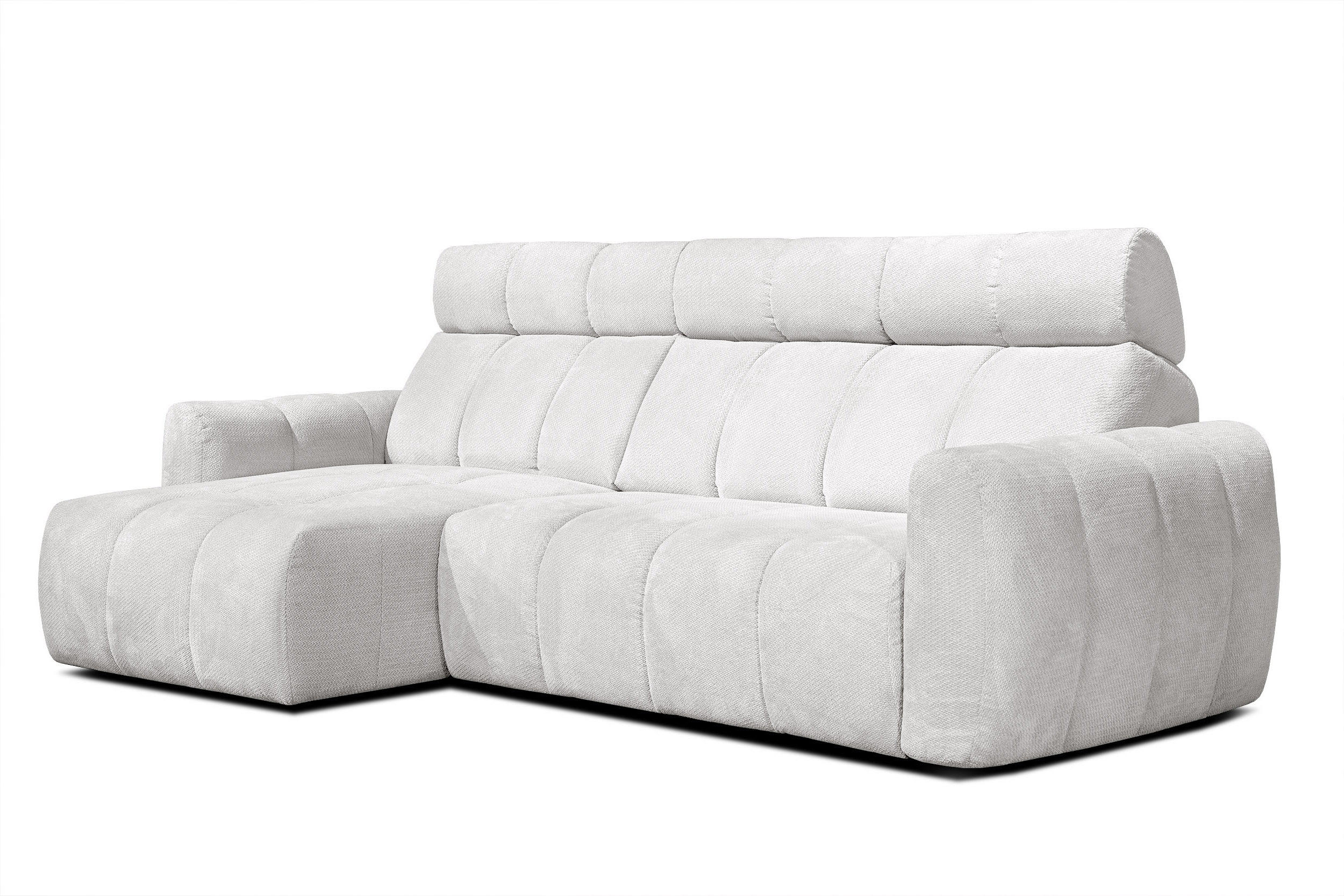 ECKSOFA KIMI 3-Sitzer, ausziehbarer Sitz, verstellbare Kopfstützen, creme - Creme/Schwarz, Holzwerkstoff/Textil (270/160cm) - Courtois Laville