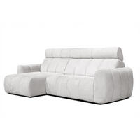 ECKSOFA KIMI 3-Sitzer, ausziehbarer Sitz, verstellbare Kopfstützen, creme - Creme/Schwarz, Holzwerkstoff/Textil (270/160cm) - Courtois Laville