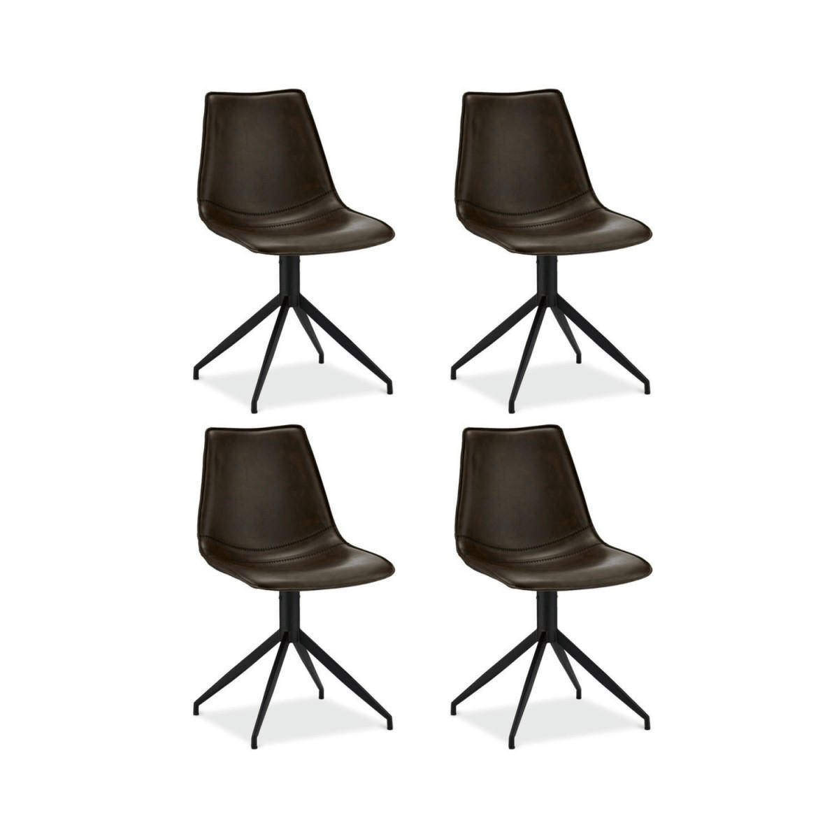 STUHL-SET 4 Stück in Kunstleder Dunkelbraun - Dunkelbraun/Schwarz, Textil/Metall (48/85/57cm) - Furnhouse
