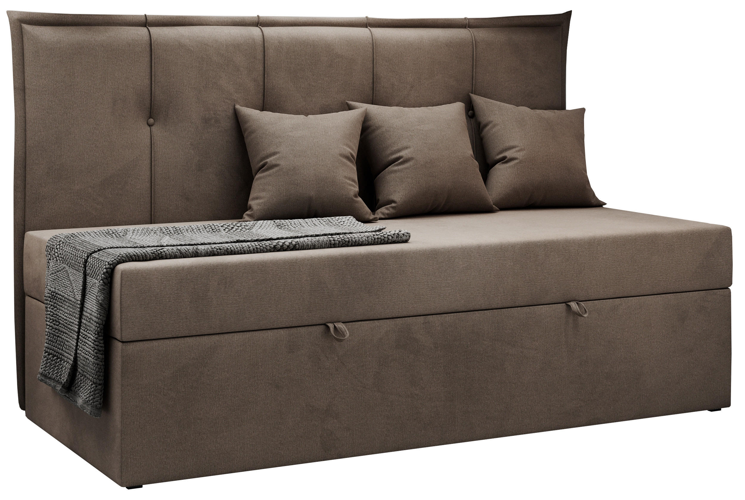 BOXBETT BANCO 90/200 Braun Velvet hydrophob - H3 - Braun, Holz/Textil (90/200cm) - MKS
