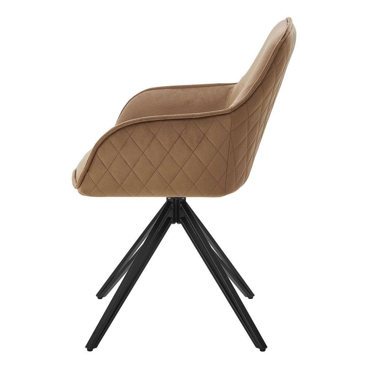 DREHSTUHL Clyde mit Armlehne samt hellbraun (2er-Set) - Hellbraun, Textil (57/85/61cm) - Juskys