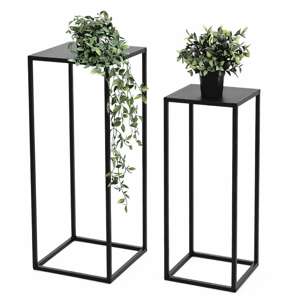 BLUMENHOCKER 2er Set Metall Schwarz 60–70 cm - Schwarz, Metall (30/70/30cm) - DanDiBo