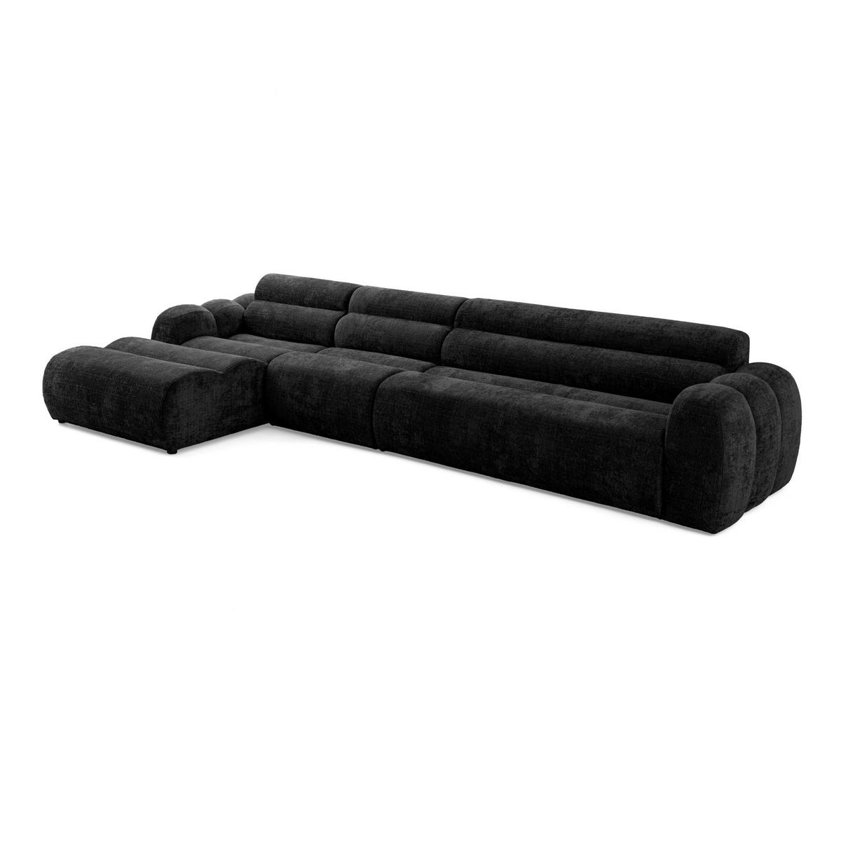 5-SITZER modulares Ecksofa VEER SET 2 Links, 379 x 175 cm, Chenille Webstoff Anthrazit - Anthrazit/Schwarz, Holz/Kunststoff (379/175cm) - Muffo