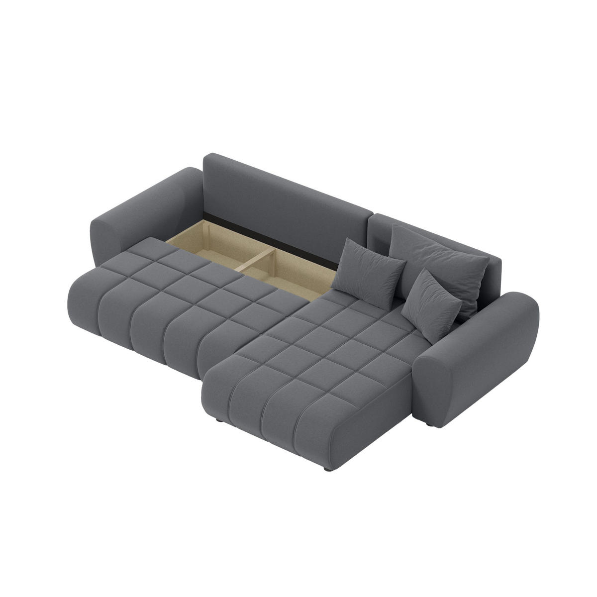 ECKSOFA Eide L mit Schlaffunktion, Graphit - Graphitfarben, Textil (294/180cm) - Fedve