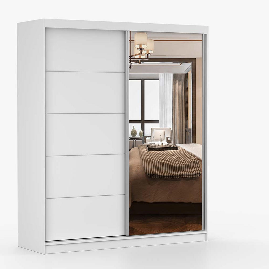 Thumbnail - imoebel24 Schwebetürenschrank, Weiß, Holzwerkstoff, 5 Fächer, Rechteckig, 183x218x61 cm, Schlafzimmer, Kleiderschränke, ...