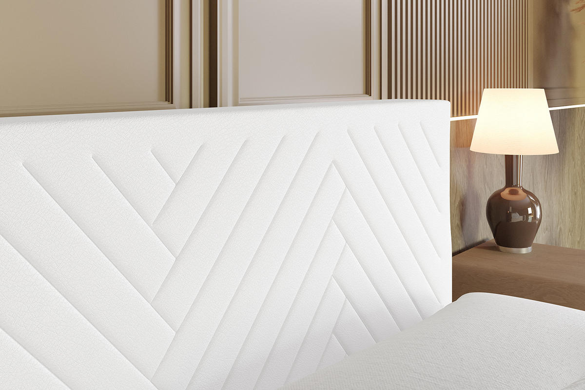 BOXBETT mit Matratze H4 und Lattenrost - VEXA - 160x200 - Weiß Kunstleder - Weiß, Holzwerkstoff/Kunststoff (160/200cm) - ALTDECOR