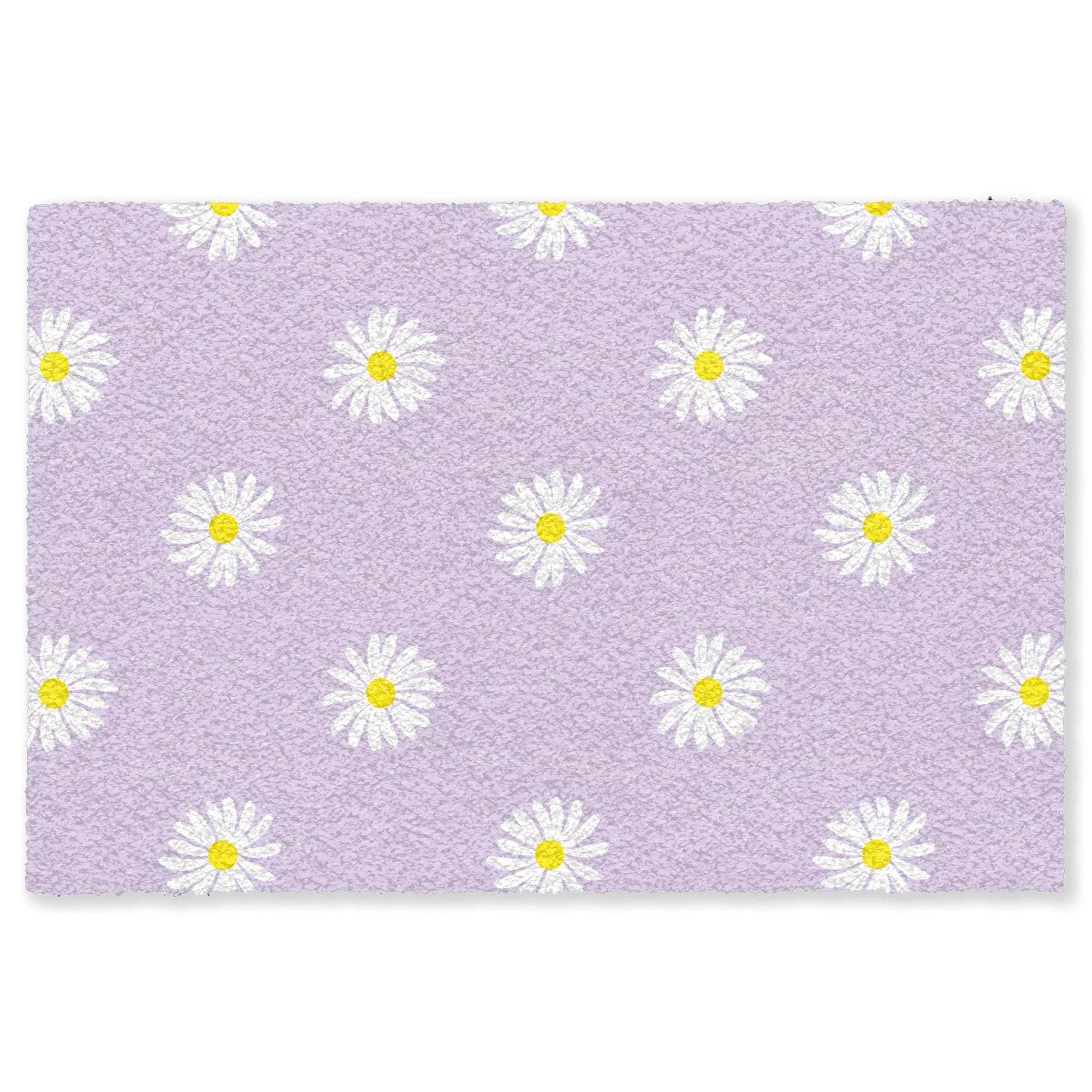 FUSSMATTE Gänseblümchen - Pastell - Weiß - Lila - Blumen Sauberlaufmatte 180x120 cm - Flieder, Kunststoff (180/120cm) - MuchoWow