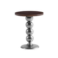 BEISTELLTISCH AMANTEA, Mango Massivholz, Braun-Silber, Ø 50 x 61,5 cm - Silberfarben/Sheeshamfarben, Holz/Metall (50/50/61.5cm) - KADIMA DESIGN