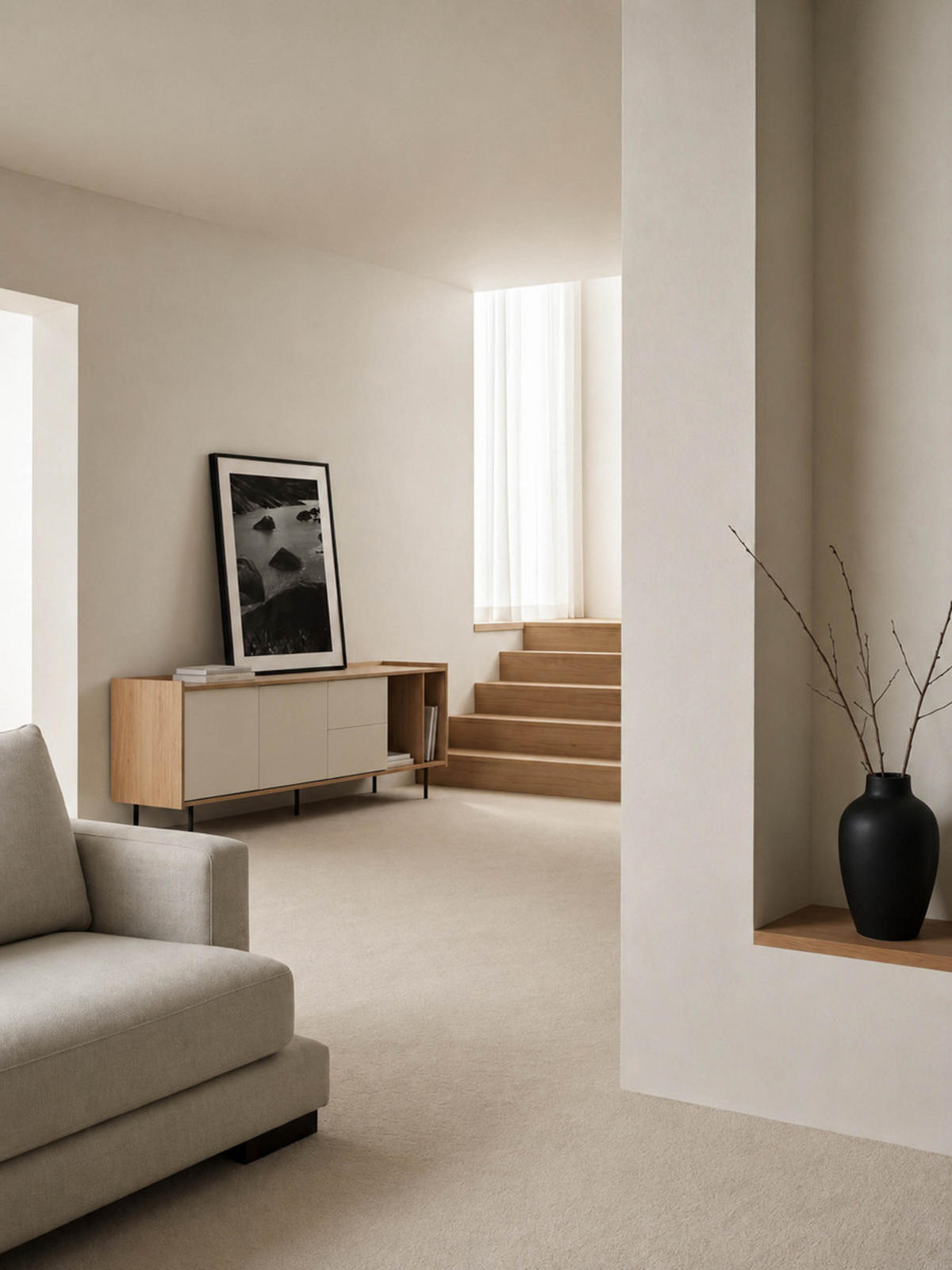 TV-ELEMENT Nadine Natur - Weiß 184.2 cm x 59.6 cm - Braun, Holzwerkstoff (184/59/41cm) - Kenay Home