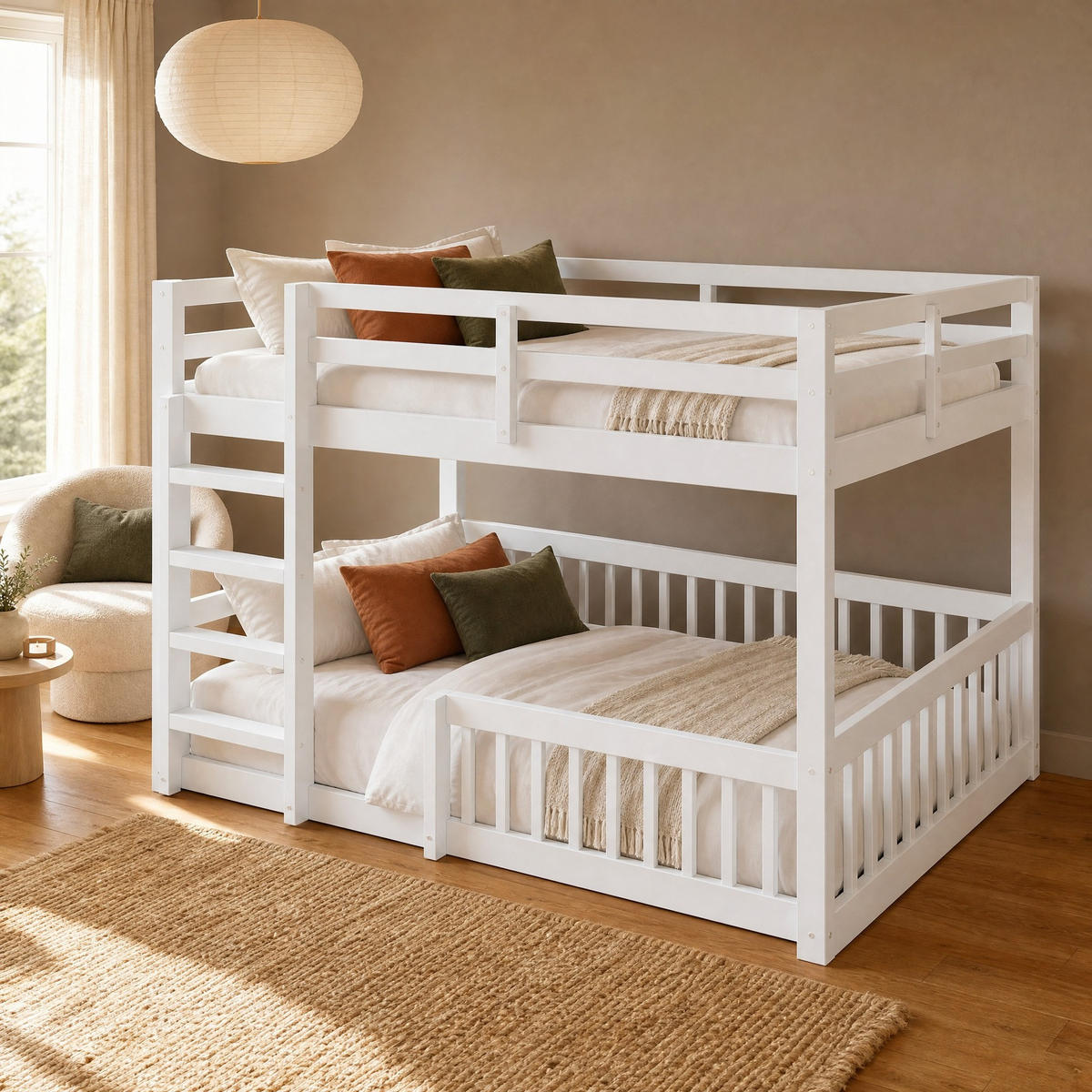ETAGENBETTEN 160/200 cm aus MDF und Kiefer mit Geländern, Weiß - Weiß, Holzwerkstoff (160/200cm) - OKMYHOME
