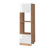MIKROWELLENSCHRANK R-Line Weiß Hochglanz 60 cm - Honigeiche/Weiß Hochglanz, Holzwerkstoff (60/206.8/57.2cm) - Vicco