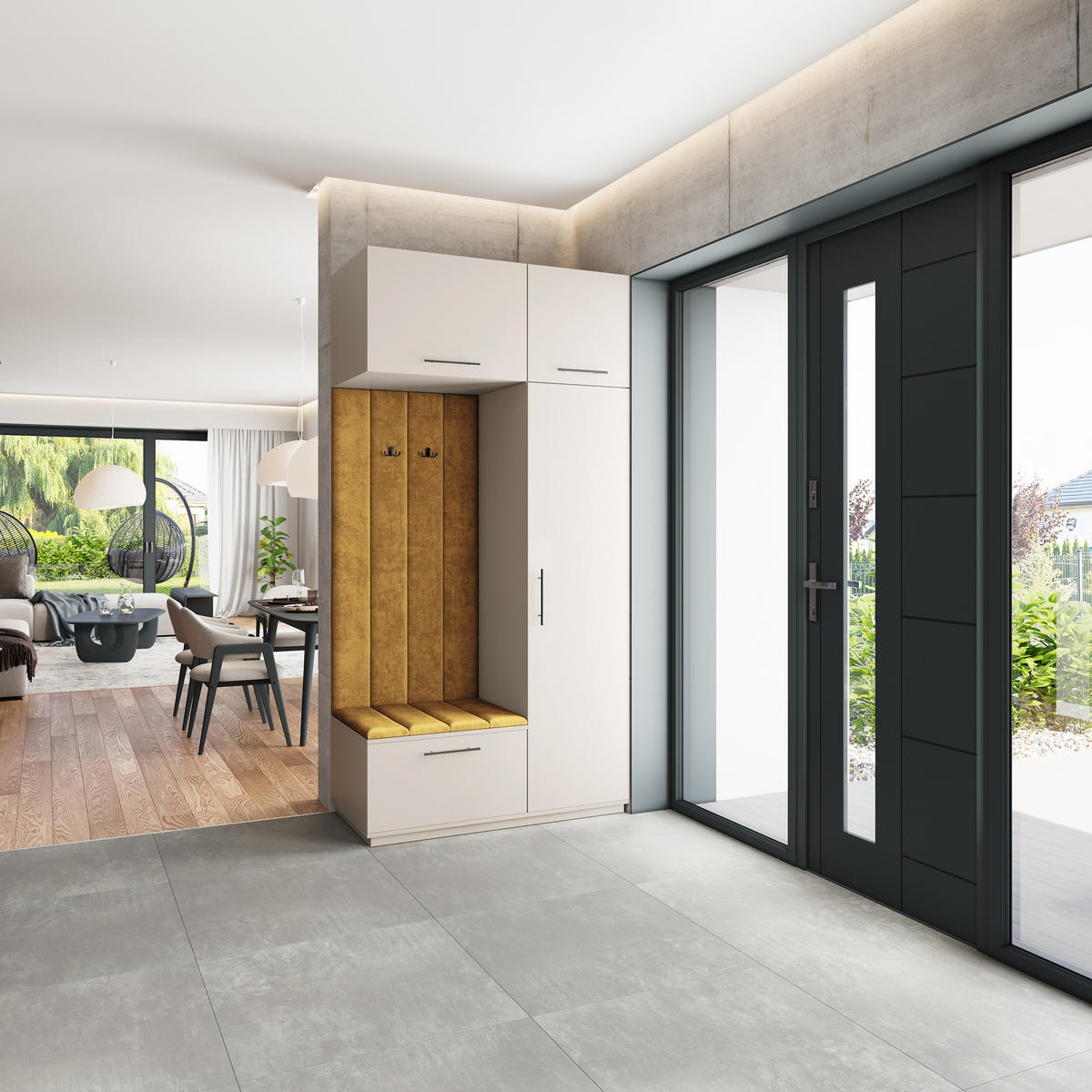 GARDEROBENSCHRANK REMA 120/240/60 cm Modern Garderobe-Set Kaschmir - Kaschmir/Gelb, Holzwerkstoff (120/240/60cm) - MASSENO