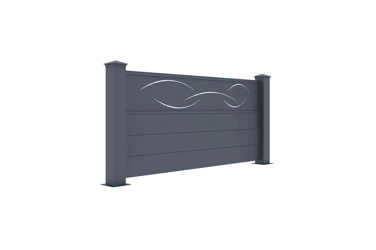 VORGARTENZAUN 2er-Set Life grau 1,9m H.90cm aluminium - Grau, Metall (378/89cm) - Casanoov