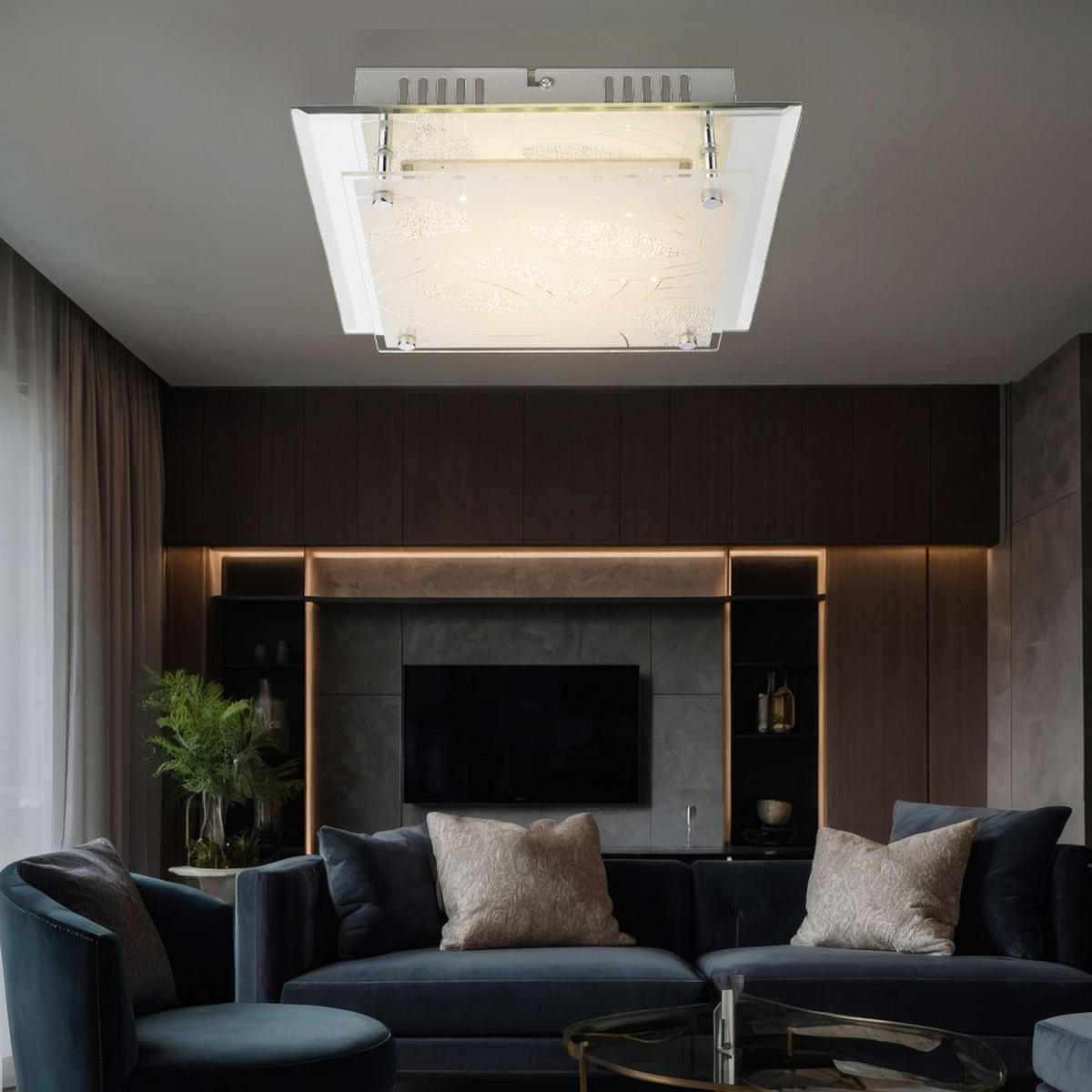 LED DECKENLEUCHTE NOIR Weiß satiniert - Weiß, Glas (26/26/7.6cm) - Globo Lighting