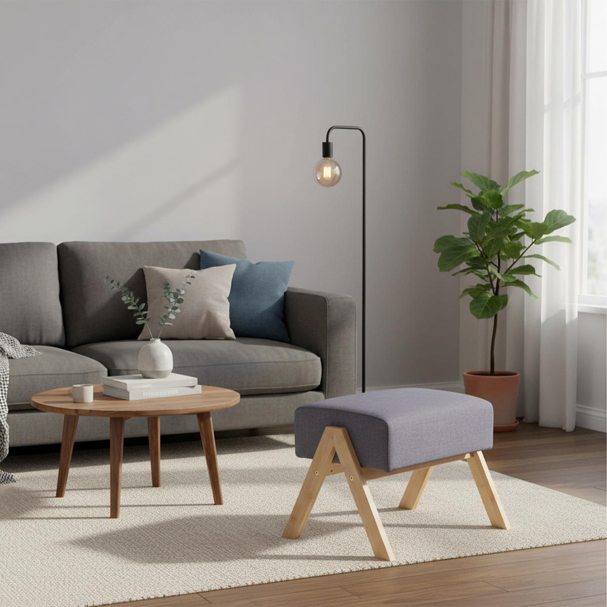 FUSSHOCKER - Multicolor, Holz/Textil (40/30/28cm) - Relaxdays