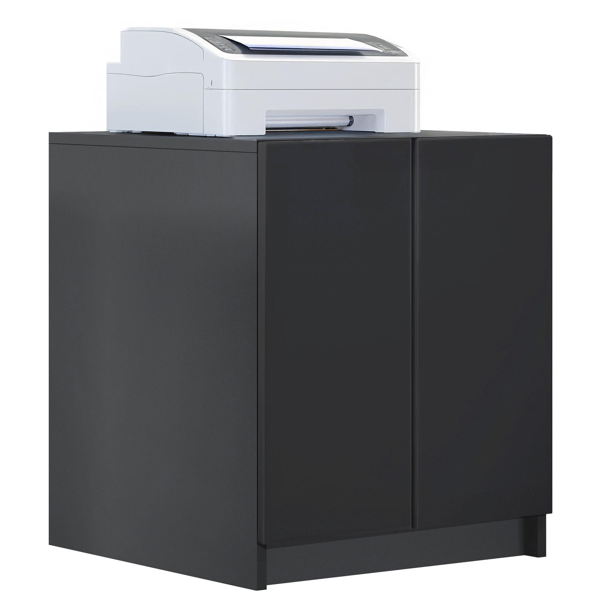 DRUCKERSCHRANK Elona, Druckerkommode mit Soft-Close & Push-to-Open, Home Office & Büro, Schwarz matt (51 x 60,5 x 54 cm) - Schwarz, Holzwerkstoff (51/60.5/54cm) - InnoFurn