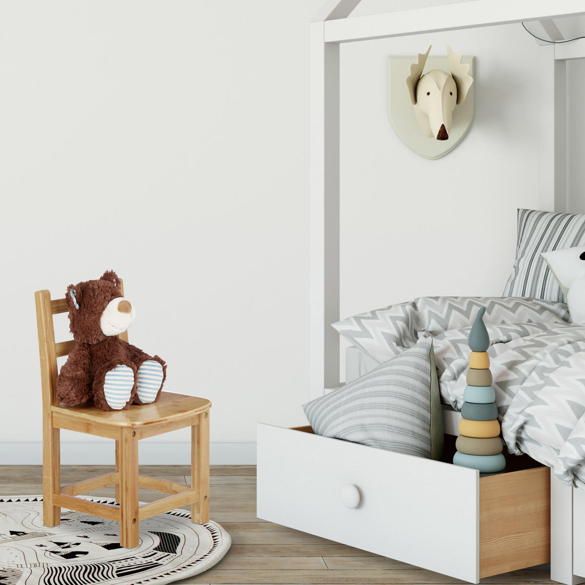 KINDERSTUHL - Hellbraun, Holz (28.5/50/28cm) - Relaxdays