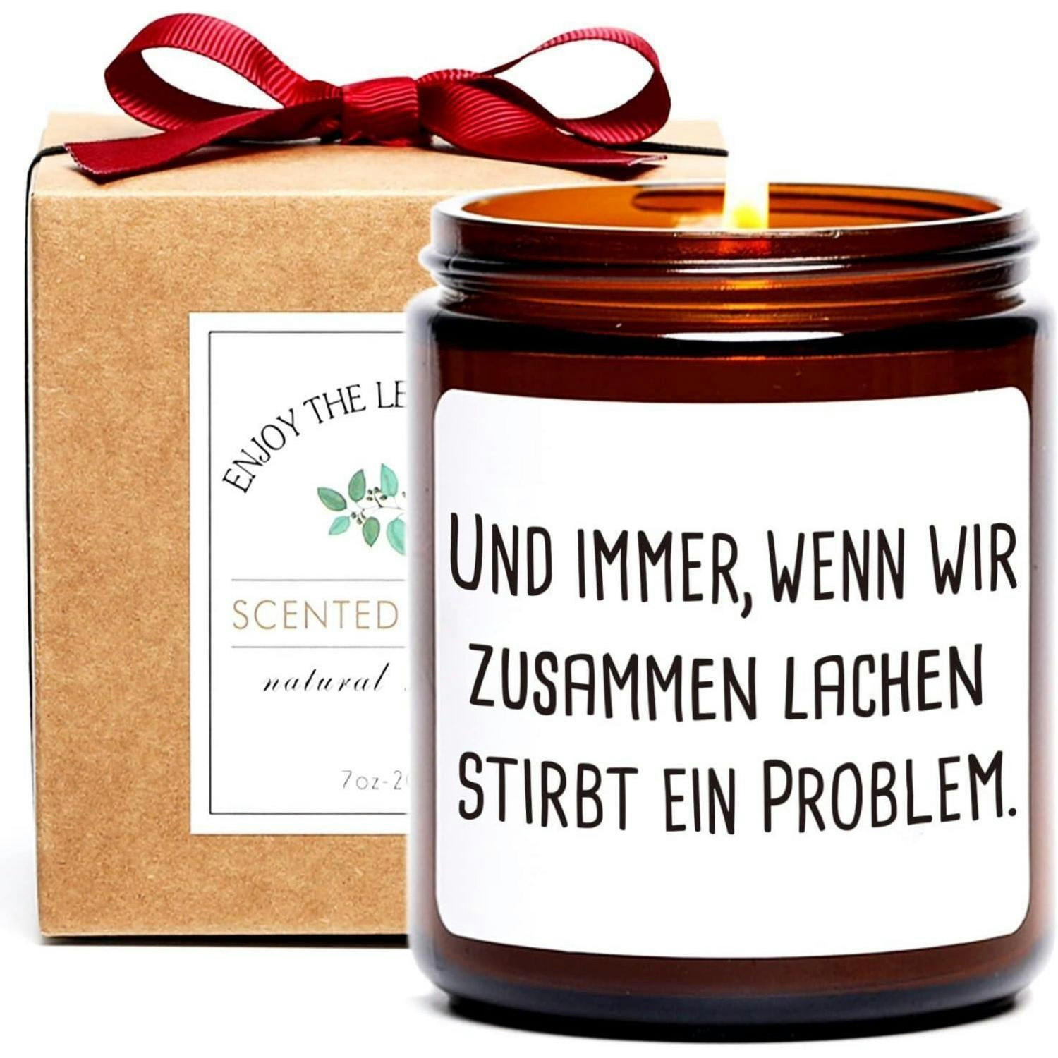 DUFTKERZE mit Spruch 200g Sojawachs - Braun, Paraffin (9cm)