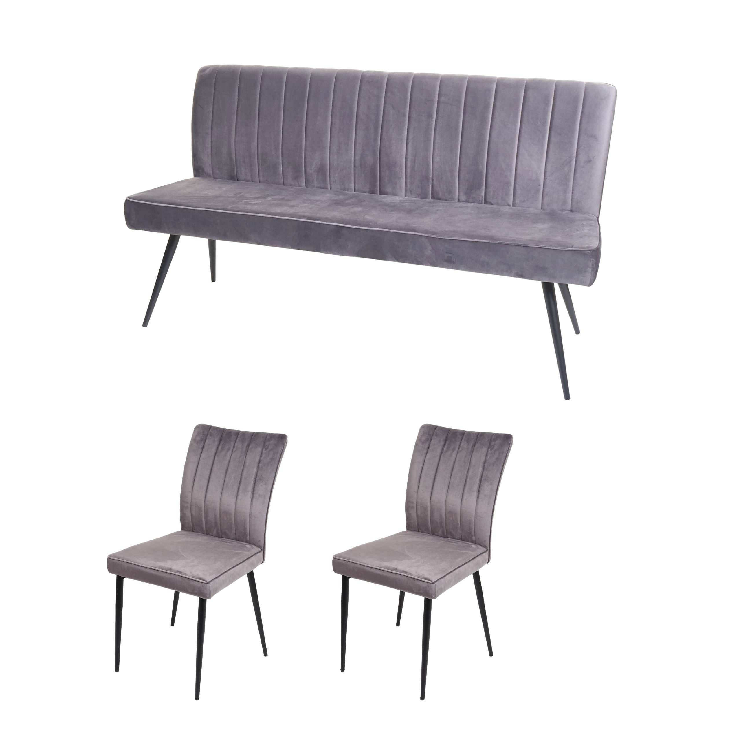 ESSZIMMER-SET Grau 3er-Set - Grau, Textil (160/90/64cm) - Jamb
